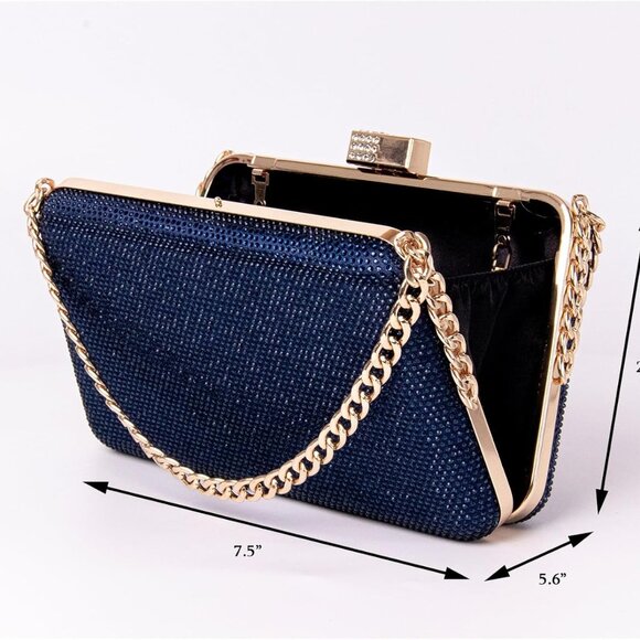 Women's Rhinestone Clutch Evening Bags Sparkly Glitter Formal Handbags - Picture 3 of 6